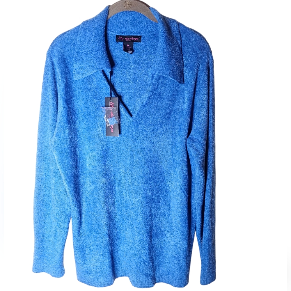 Lily Stanhope women's blue long-sleeved v-neck sweater size 3X